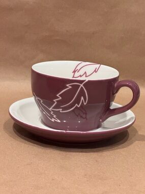 Starbucks 2007 Purple Fall Leaves Cup and Saucer. 10 fl oz.